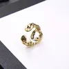 2021 New Fashion Cluster Rings Brass Retro Twisted Open Ring Ladies Wedding Party Designer Jewelry Size Adjustable High Quality With Box