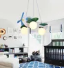 Wood Airplane Chandelier For Children Kids Boy Bedroom LED Hanging Pendant Lamp Nursery Aircraft Suspension Lights Chandeliers