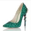 Pompy ślubne Kobiety 11 cm Wysokie Obcasy Crystal Shoes Snake Green Rhinestone Luksusowe Sztuk Panie Bridal Party Shoe Duża sukienka