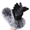 VISNXGI Faux Leather Gloves Woman Fashion Black Autumn Winter Rabbit Fur Thick Waterproof Ski Outdoor Windproof Accessories7430641