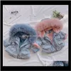 Vêtements bébé maternité livraison directe 2021 arrivées filles hiver épaissir manteaux enfants denim manteau à capuche enfants col de fourrure coton veste bébé