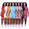 Yaz Kadın Artı Boyutu Spor Eşofmanları İki Adet Pantolon Kıyafetler Kısa Kollu T-shirt Kink Şort Elastik Rahat Koşu Takım Elbise Oymak