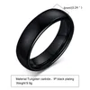 6MM Simple Black Tungsten Steel Wedding Ring Band for Men Women Personality Fashion Accessories Jewelry