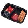 NIEUWE150SET / PARTIJ Kunststof wegwerp Bento Box Maaltijd Opslag Voedsel Prep Lunchbox 2 Compartiment Magnetron Containers Home Lunchbox EWD7640