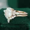 Wedding Rings Engagement Ring Set Vintage Unique Rose Gold Women's Marquis Diamond Wynn22