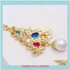 Pins Broches Jewelry Series de perlas de invierno OCre Tree de Navidad Broche Pemperamento de lujo Damas Pin aessorios 3499