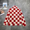21SS Höst Sportkläder Designers Jackor Chessboard Broderi Faux Läder Kläder Streetwear Coats Ytterkläder Men Kläder Röd Vit XS-L