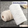 Yarn Clothing Fabric Apparel Drop Delivery 2021 Cotton Cord Rope For Diy Home Textile Craft Bohemian Rame Boho String Handmade Decorative Acc