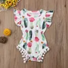 Lioraitiin 0-24m New Fashion Nyfödda Baby Girls Romper Off Shoulder Playsuit Cactus Kläder Outfit Baby växer G1221