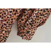 women vintage pleated ruffles leopard print mini dress female o neck long sleeve casual vestidos chic sweet dresses DS1946 210420
