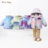 Baby Tie Dye Down Jacket Boy Girl White Duck Down Jacket Hooded Windbreaker Vinter Barn Tjock Varm Coat Baby Kläder 2-10Y H0909