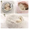 Plush Round Cat Bed Warm House Soft Long Pet Dog For Small Dogs Nest 2 In 1 Cushion Sleeping Sofa 211111