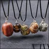 Wisiorek Naszyjniki Wisiorki Biżuteria Irregar Naturalne Spadkowe Kamienie Stopu Drut Wijący Jasper Tiger Eye Labradoryte Healing Crystal Gem DIY