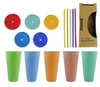 Plastfärg Byte Cup Tumblers PP Material Temperatur Sensing Cups Magic 700ml Tumbler med lock och halm dricker mugg mode wll742