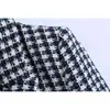 Tweed kvinnor houndstooth löst blazers vårhöst mode damer elegant patchwork plaid jackor casual kvinnlig chic 210430