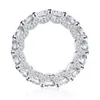 Top Sell Women Wedding Ring Luxury Jewelry Pure Soild 925 Sterling Silver Round Shape White Topaz CZ Diamond Eternity Moissanite Gemstones Gift
