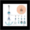 Nabel Bell Button Ringe Körperschmuck Drop Lieferung 2021 Mcs5-004 Mix Styles für 20 Stück Bauchring Seastar Hand 14Ga 11 Länge 5 mm Kugel Ewz