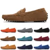 GAI Wholesale Non-brand Men Casual Suede Shoes Black Blue Wine Red Gray Orange Green Brown Mens Slip on Lazy Leather Shoe