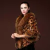 Cappotto corto in pelliccia sintetica importata con stampa leopardata Lady Raccoon Hair 211213