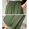 Surmiitroファッション夏の韓国風ワイドレッグカプリス女性ショートパンツ高弾性芽ウエストショーツスカート女性210621