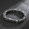 Bracelets porte-bonheur Vintage noir 8mm 8.66 pouces en acier inoxydable roi byzantin Bracelet chaîne pour garçon hommes cadeaux