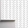 Papier peint à chevrons délicat et moderne en noir et blanc, design scandinave, papier peint intissé amovible PW200606011 210722