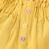 Pantaloncini di cotone per ragazze Estate Adolescente Tinta unita Pantaloni corti larghi Pantaloni con bottoni per bambini Abiti da principessa per bambini 210622