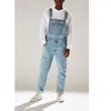 Moda Uomo Jeans strappati Tute Street Salopette in denim con buco invecchiato per uomo Pantaloni con bretelle Taglia S-3XL