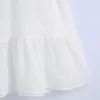 Women Summer White V-Neck Dress Short Sleeve Buttons Bow Tie Casual Female Elegant Party A-Line Dresses Vestidos 210531