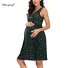 Maternity Tank Tops Dresses Womens Sleeveless Pritting A-line Maternity Dress Pregnancy Casual Loose Comfortable Dress G220309