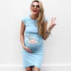 Women Sleeveless Pregnancy Maternity Dress Cartoon Letter Print Dress Nusring Pregnant Dress Vestidos Maternidad De Verano Q0713