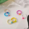 Koreaanse nieuwe kleurrijke transparante hars acryl beer hart geometrische ronde ringen set voor vrouwen sieraden reizen geschenken vintage ring