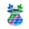 Catena di Natale Albero Campana Keyrin Push Bubble Fidget Toy Mini Stress Reliever Giocattoli sensoriali Ciondolo chiave