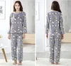 Women's Pajamas Autumn and Winter set Women Long Sleeve Sleepwear Flannel Warm Lovely Top + Pants Female Pyjama 210901