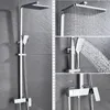 Badrum dusch sätter kran krom / svart regn huvud bad väggmonterad badkar mixer kran set