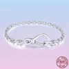 925 Ayar Gümüş Tıknaz Infinity Düğüm Zincir Bilezik Fit Pandora Kadınlar Düğümlü Yay-Düğüm Toka Sonsuz Aşk Bayan Hediye Orijinal Kutusu ile