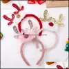 Hår Aessories Baby, Kids Maternity 1 st Winter Christmas Headband Tre-Nsional Bow Plush Härlig Antler Headwear Women's Fashion Drop Deli