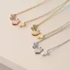 Europe America Fashion Style Lady Women 18K Gold Chain Necklace Engraved T Letter Bee Pendant 3 Color
