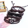 Armreif Jessingshow 4 Stück/Set handgefertigte Boho Gypsy Hippie braune Lederseilschnur Pfeil Ruder Charm mehrschichtige Männer Frauen Wickelarmbänder Raym2