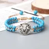 Fili di perline Bohemian 4MM Black Line Blue Turquoises Bracciale fatto a mano Doppia fila Braid Braccialetti da polso Gioielli Amicizia Guarigione Pulsera K