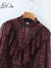 HSA Streetwear Camicie in chiffon da donna Fashion Ladies Floral Blusas Top Vintage Female Chic O-Neck Ruffles Camicette` 210417