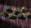 Flower Coloured Glaze Semi-precious Loose Gem Stones Dices Handmade Custom Engrave Dungeons & Dragons RPG Game Digital Entertainment Polyhedron Stone Dice 7pcs/set