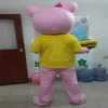 Masquerade Professional Yellow Coat Pig Mascot Costume Halloween Xmas Fancy Party Dress Carnival Unisex Adults Cartoon Character Outfits Suit