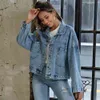 Kvinnors Höst denimjacka Blå Casual Jeans Jackor Kvinnor Lösa Tvättade Vintage Långärmad Vinterrockar Kvinna