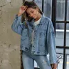 Femmes Automne Denim Veste Bleu Casual Jeans Vestes Femmes Lâche Lavé Vintage À Manches Longues Manteaux D'hiver Femme