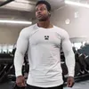 Gym Kläder Fitness T-shirt Män Casual Long See Vacker T-shirt Male Sport Tee Toppar Höstlöpande Tröja Träning Kläder 210421