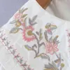 春の女性の花の刺繍ピーターパン襟ホワイトシャツ女性長袖ブラウス女性緩いトップスBlusas S8591 210430