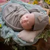 KLV 1Set baby soft wrap top knot hatt huvudband kudde nyfödda foto props spädbarn skytte outfits kostym uppsättning för pojkar tjejer gåva g1023