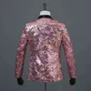Glänsande blommig Sequin Paillette Shawl Lapel One Button Suit Blazer Men Nightclub Wedding Stage Prom DJ Suit Blazer med slips 210522
