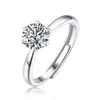 1ct Moissanite 웨딩 반지를위한 925 스털링 실버 18k 도금 다이아몬드 최고 품질의 레이디 링 선물 상자 조절 가능한 크기 패션 고급 디자이너 보석